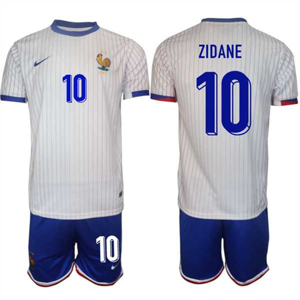 Men's France #10 Zidane White 2024-25 Away Soccer Jersey Suit,We sell and wholesale Men's France #10 Zidane White 2024-25 Away Soccer Jersey Suit on line form chian!